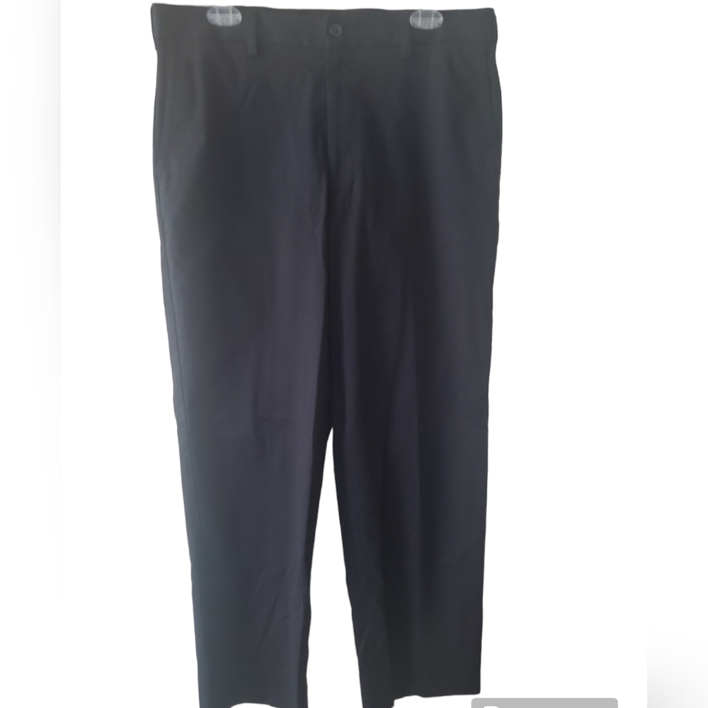 Dockers Mens Classic Fit Pants 34 x 32 Black Flat Front Straight Chino Business